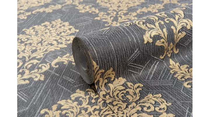 Vinyl Foam wallpaper on non-woven base Vinil Shamani DHV-1489/5 Black 10,05 x 1,06 m