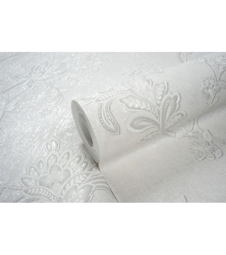 Hot Embossed wallpaper on Non-Woven Base Vinil Alanya PVIP 2-1572 White 10,05 x 1,06 m