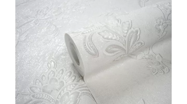 Hot Embossed wallpaper on Non-Woven Base Vinil Alanya PVIP 2-1572 White 10,05 x 1,06 m