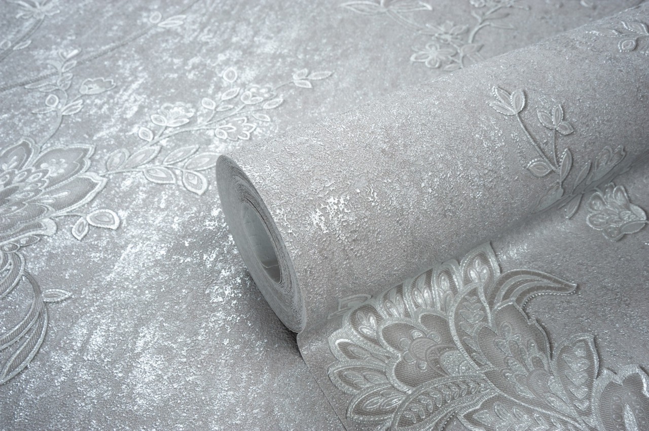 Hot Embossed wallpaper on Non-Woven Base Vinil Alanya PVIP 6-1572 Gray 10,05 x 1,06 m