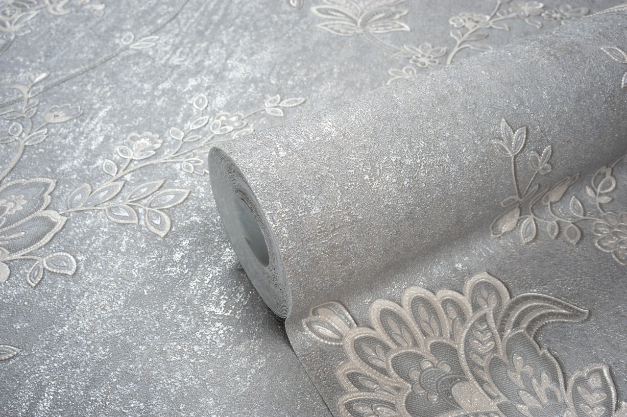 Hot Embossed wallpaper on Non-Woven Base Vinil Alanya PVIP 7-1572 Gray-Brown 10,05 x 1,06 m