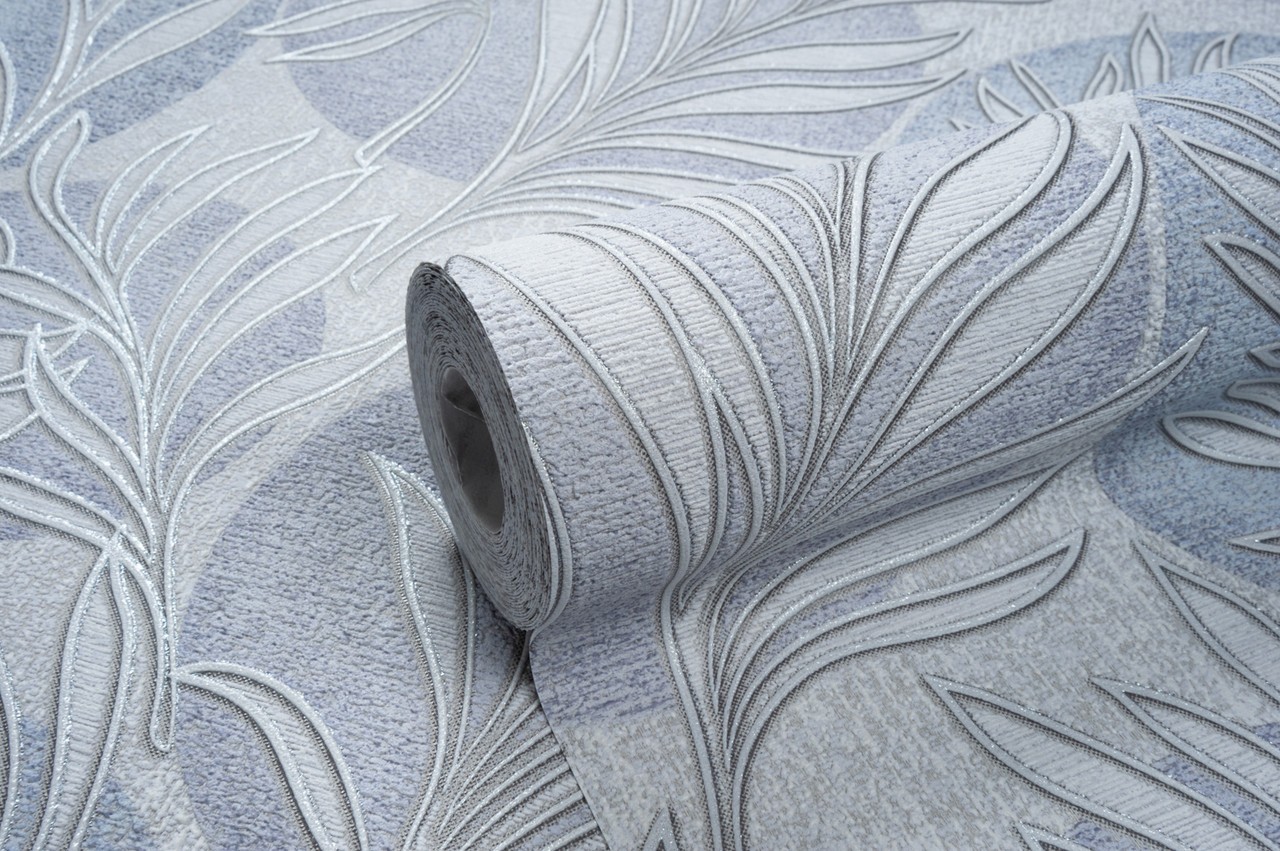 Vinyl Foam wallpaper on non-woven base Vinil Fern DHV-1591/5 Gray-Purple 10,05 x 1,06 m