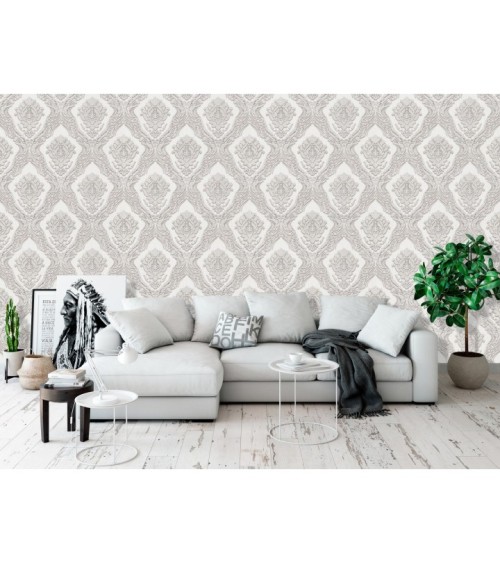 Vinyl Foam wallpaper on non-woven base Vinil CHARLOTTE KFV 1-1621 Beige-Gold-Silver 10,05 x 0,53 m Beige-Gold-Silver