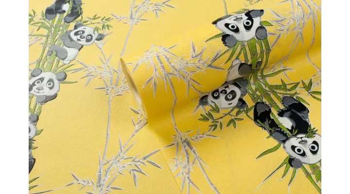 Vinyl Foam wallpaper on non-woven base Vinil Pandas KFP 4-1517 Yellow 10,05 x 0,53 m