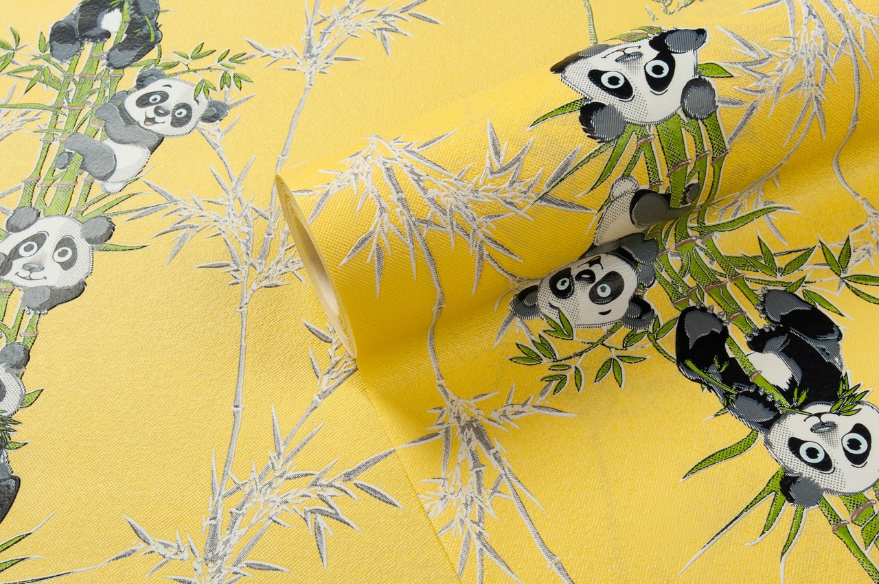 Vinyl Foam wallpaper on non-woven base Vinil Pandas KFP 4-1517 Yellow 10,05 x 0,53 m