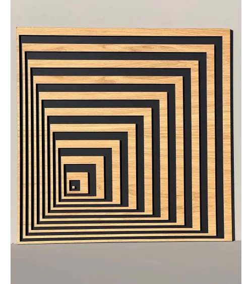 Geometric Square Maze Wood Panel – Modern Wall Deco