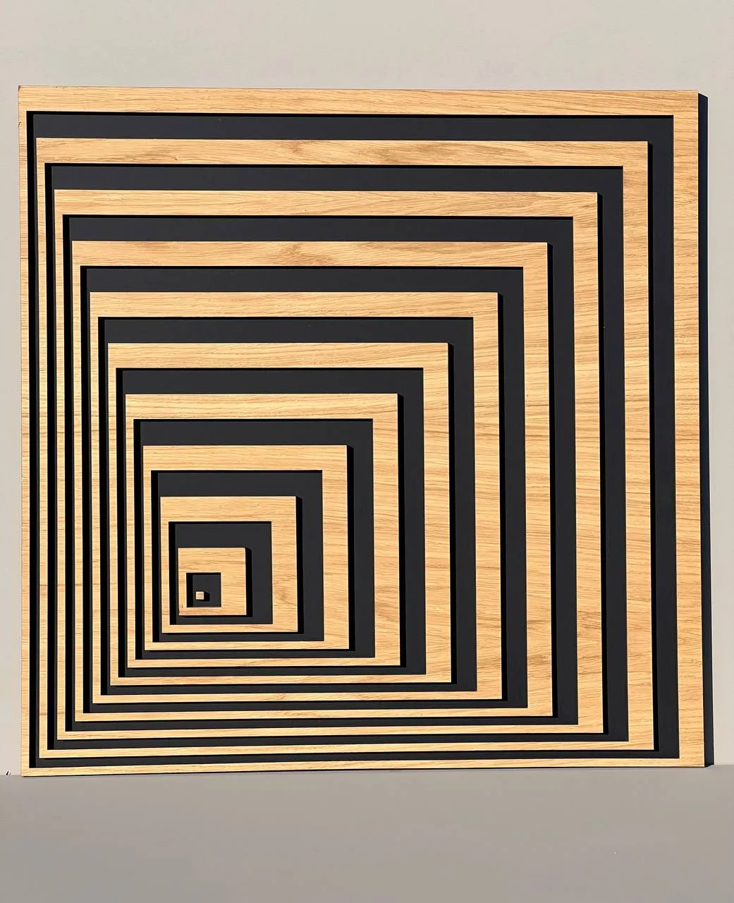 Geometric Square Maze Wood Panel – Modern Wall Deco