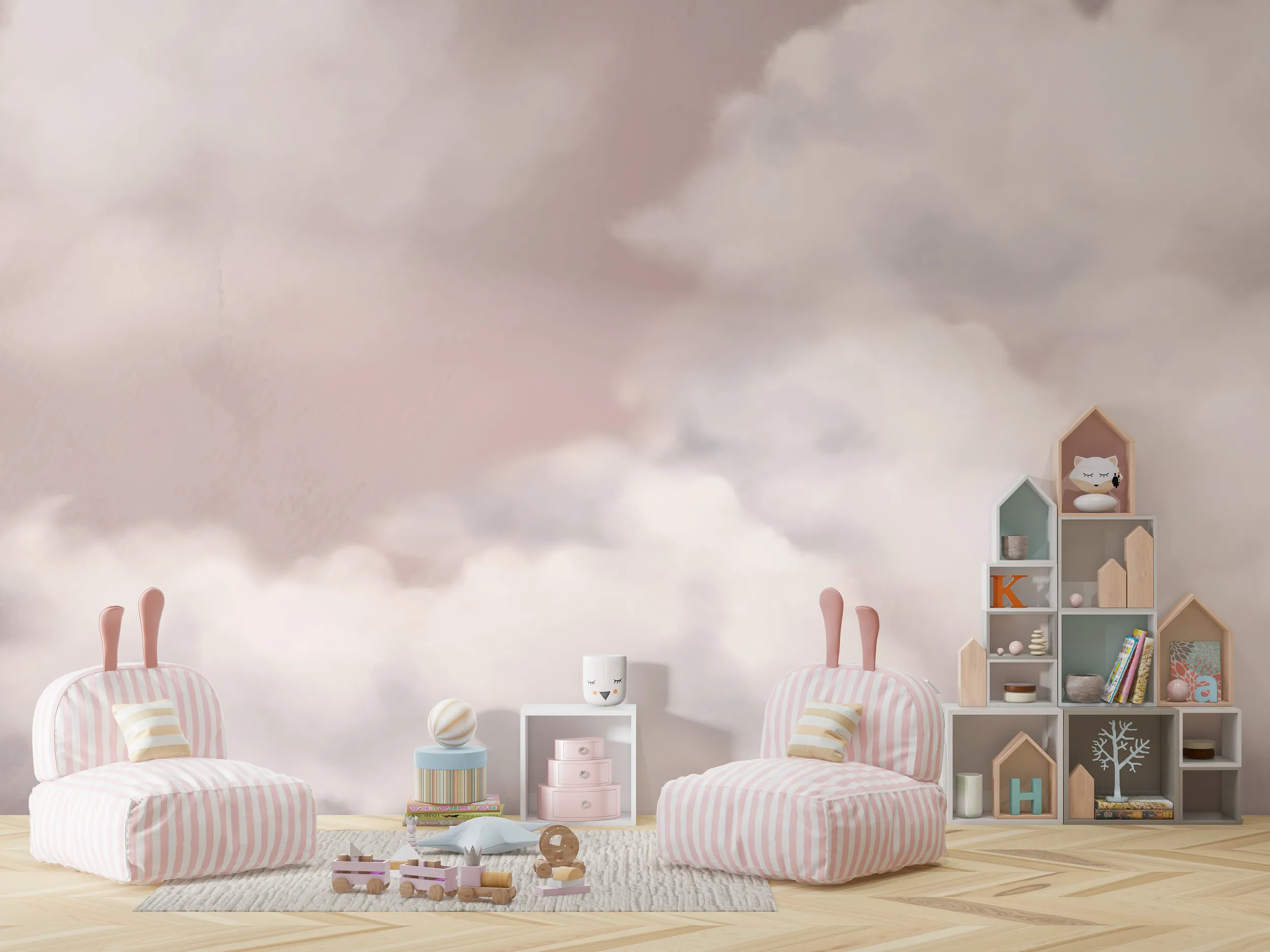 Soft Cloudscape – Dreamy Wide-Format Wallpaper for Nurseries & Kids' Rooms