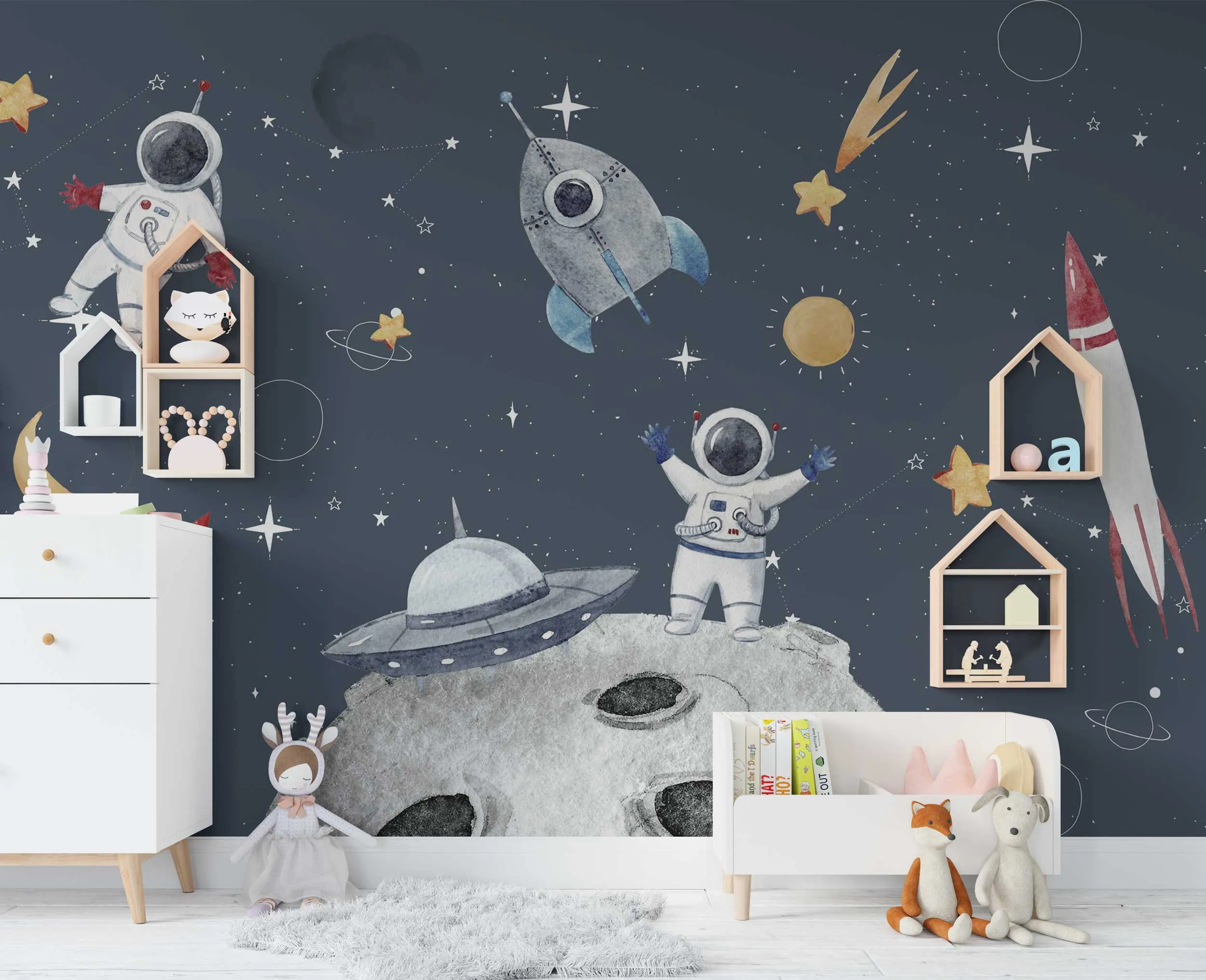 Cosmic Chronicles – Colorful Outer Space Wallpaper | Art Vision Decor