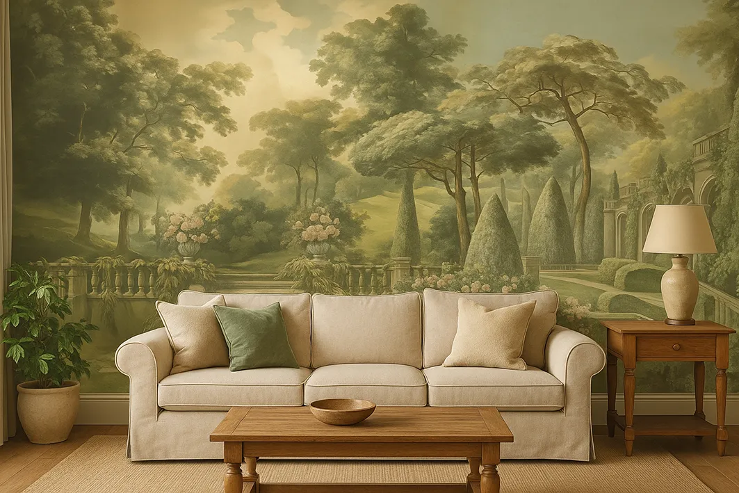Verdant Estate – Panoramic Wallpaper Inspired by Classical Estate Gardens | ART VISION DECOR