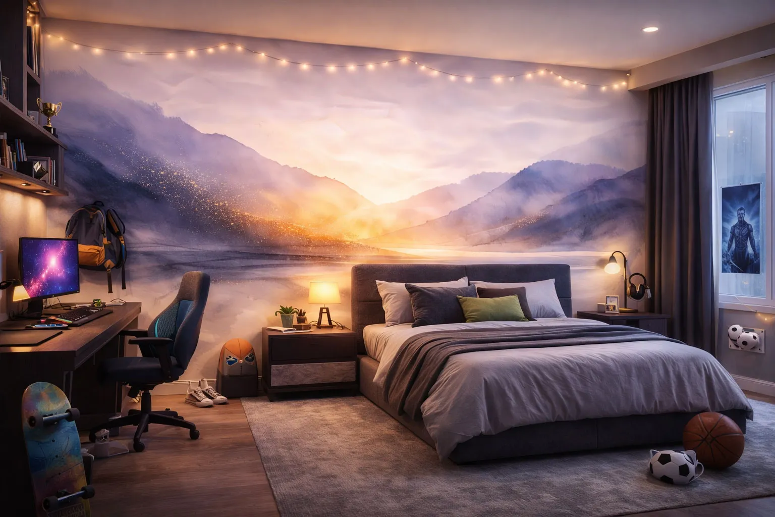 Pastel Mood Watercolor Mountain Mural | Custom Luxury Wallpaper Canada
