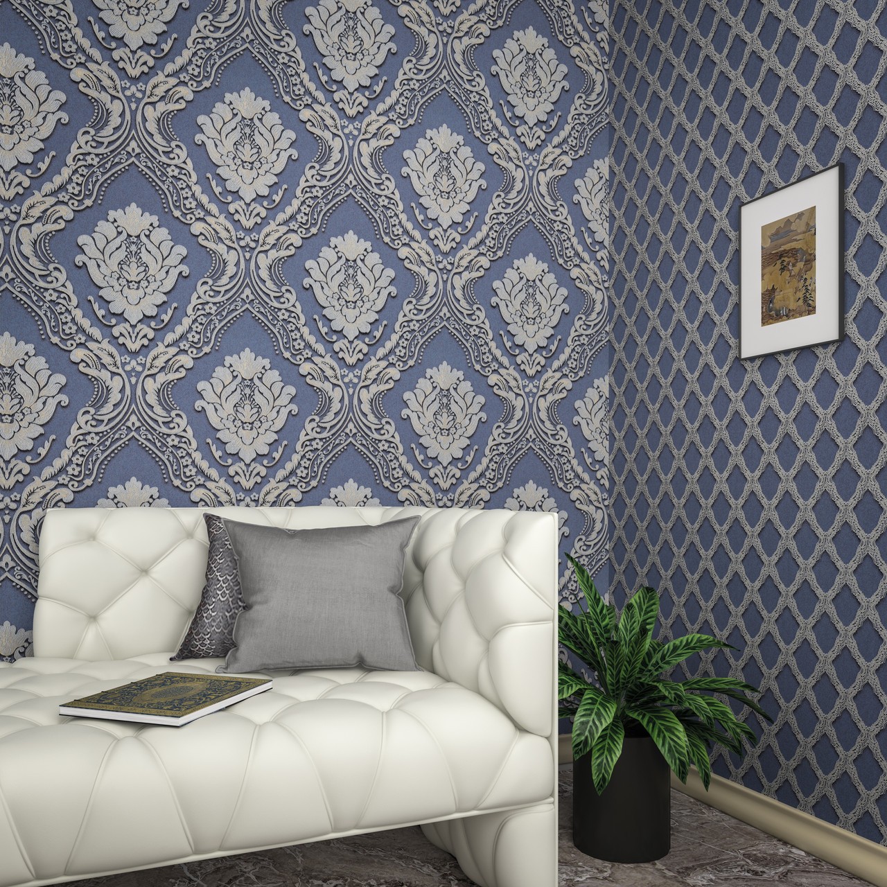 Vinyl Foam wallpaper on non-woven base Vinil CHARLOTTE DHV-1196/5 Light Gold Silver 10,05 x