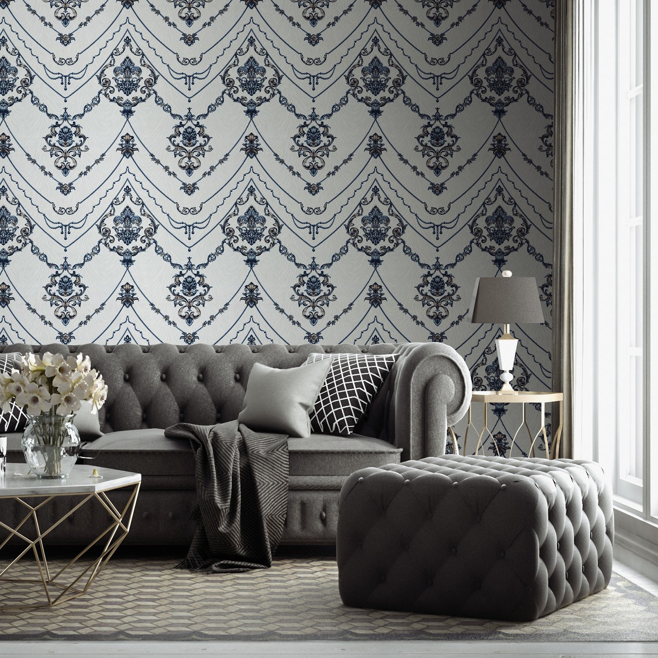 Vinyl Foam wallpaper on non-woven base Vinil Lankaran  DHS-1416/6 Purple 10,05*1,06 m