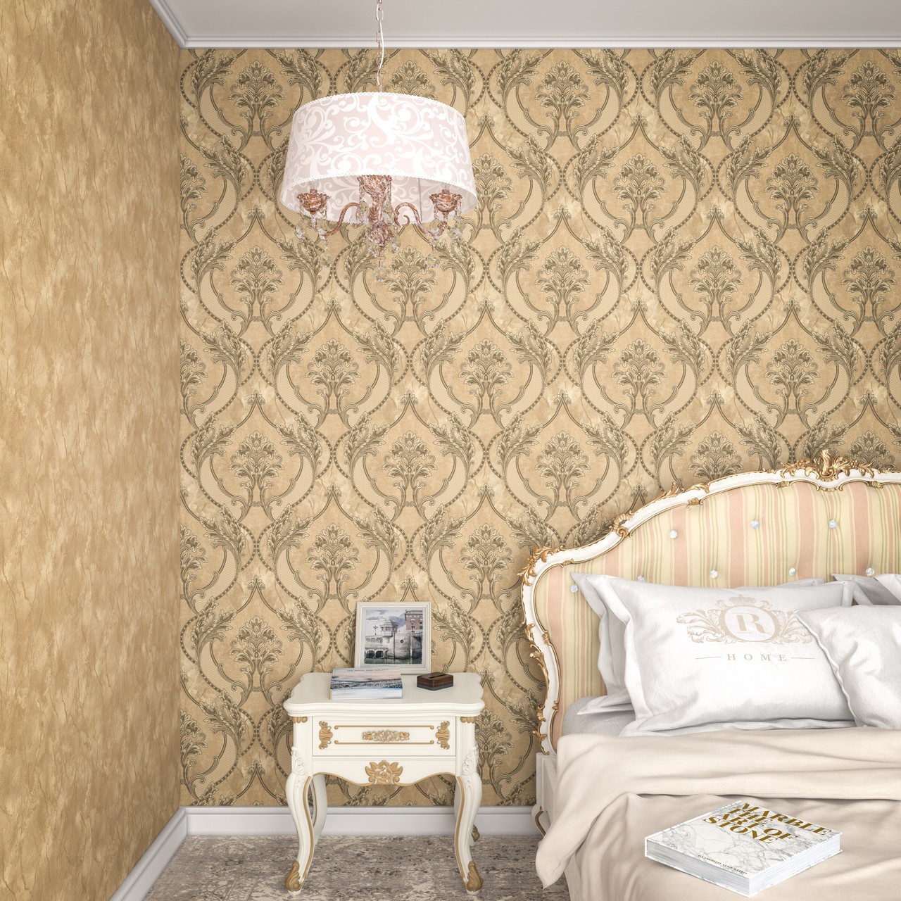 Hot Embossed wallpaper on Non-Woven Base Vinil Arona VIP4-1035 Silver-Brown 10,05 x 1,06 m