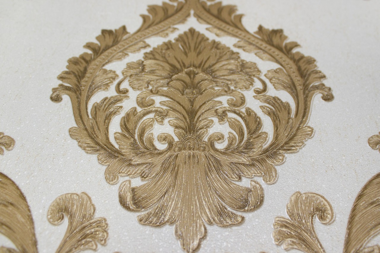 Hot Embossed wallpaper on Non-Woven Base Vinil Mersin PVIP 2-0871 Golden-White 10,05 x 1,06 m