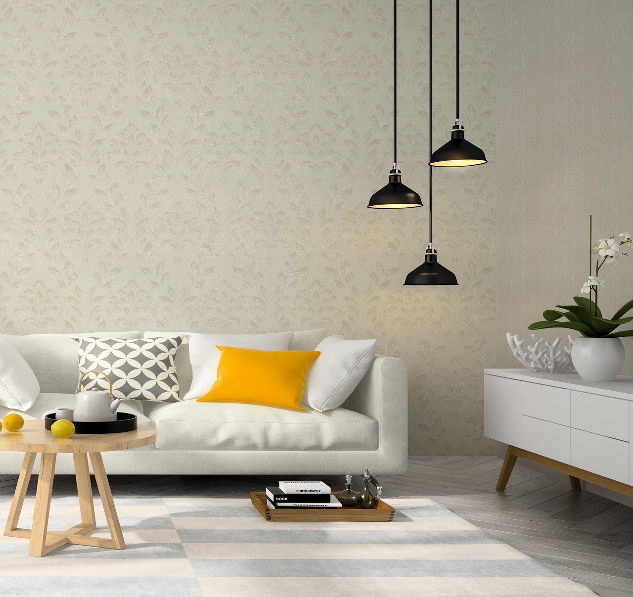 Hot Embossed wallpaper on Non-Woven Base Vinil Rima TFSH 2-1435 Golden 10,05 x 1,06 m