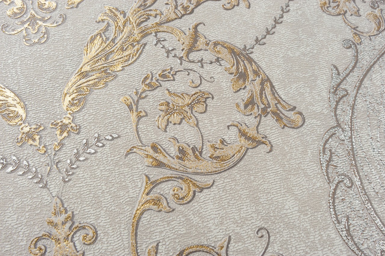 Vinyl Foam wallpaper on non-woven base Vinil Malena DHV-1484/2 Golden Brown 10,05 x 1,06 m