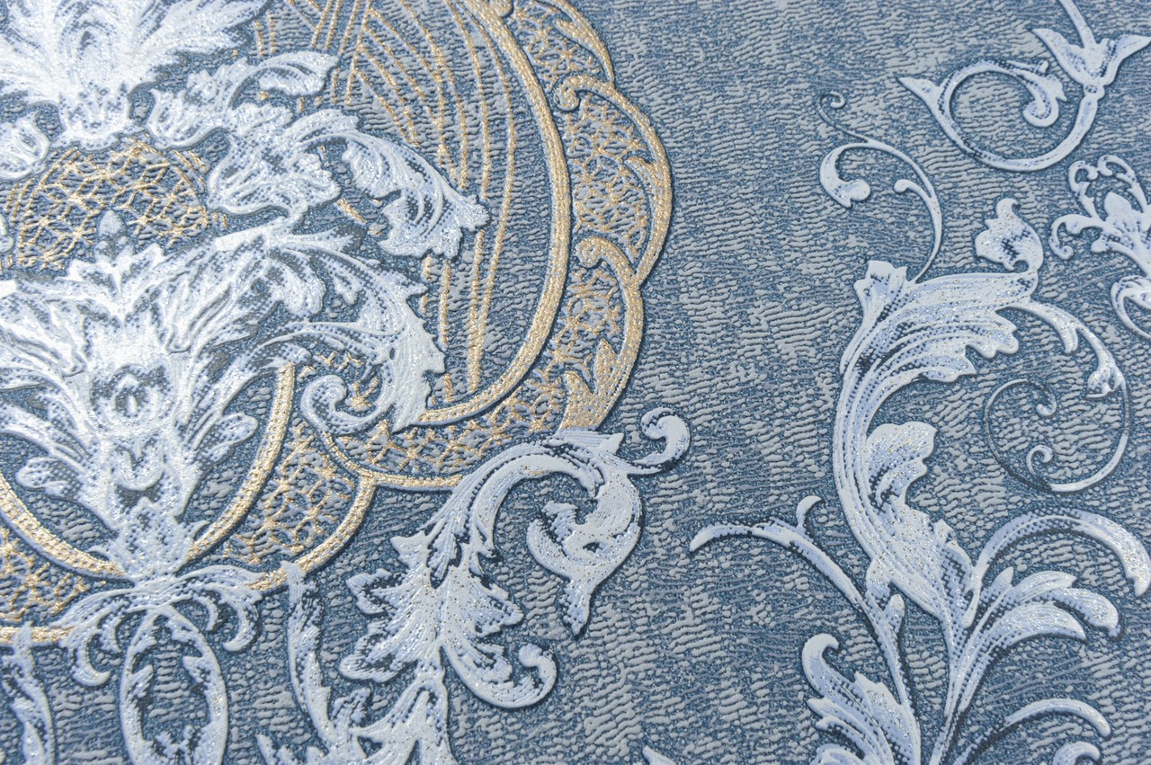 Vinyl Foam wallpaper on non-woven base Vinil Malena DHV-1484/5 Blue 10,05 x 1,06 m