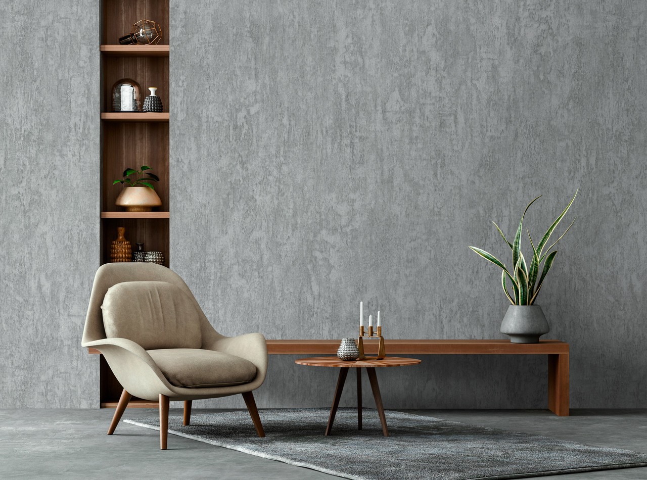 Hot Embossed wallpaper on Non-Woven Base Vinil Concrete SHT 4-1563 Light-Gray 10,05 x 1,06 m