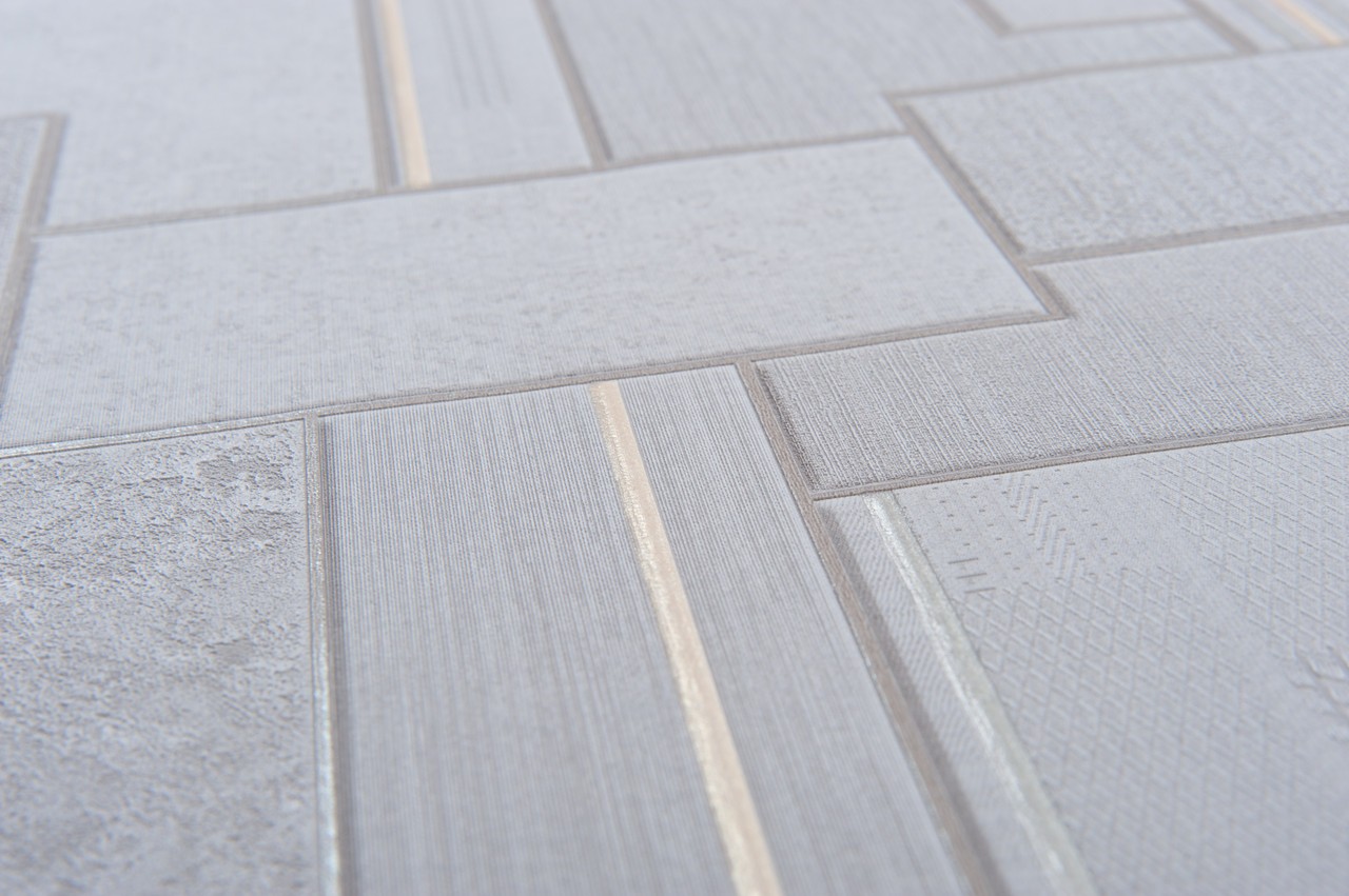 Hot Embossed wallpaper on Non-Woven Base Vinil Patchwork TFSH 4-1434 Gray Blue 10,05 x 1,06 m