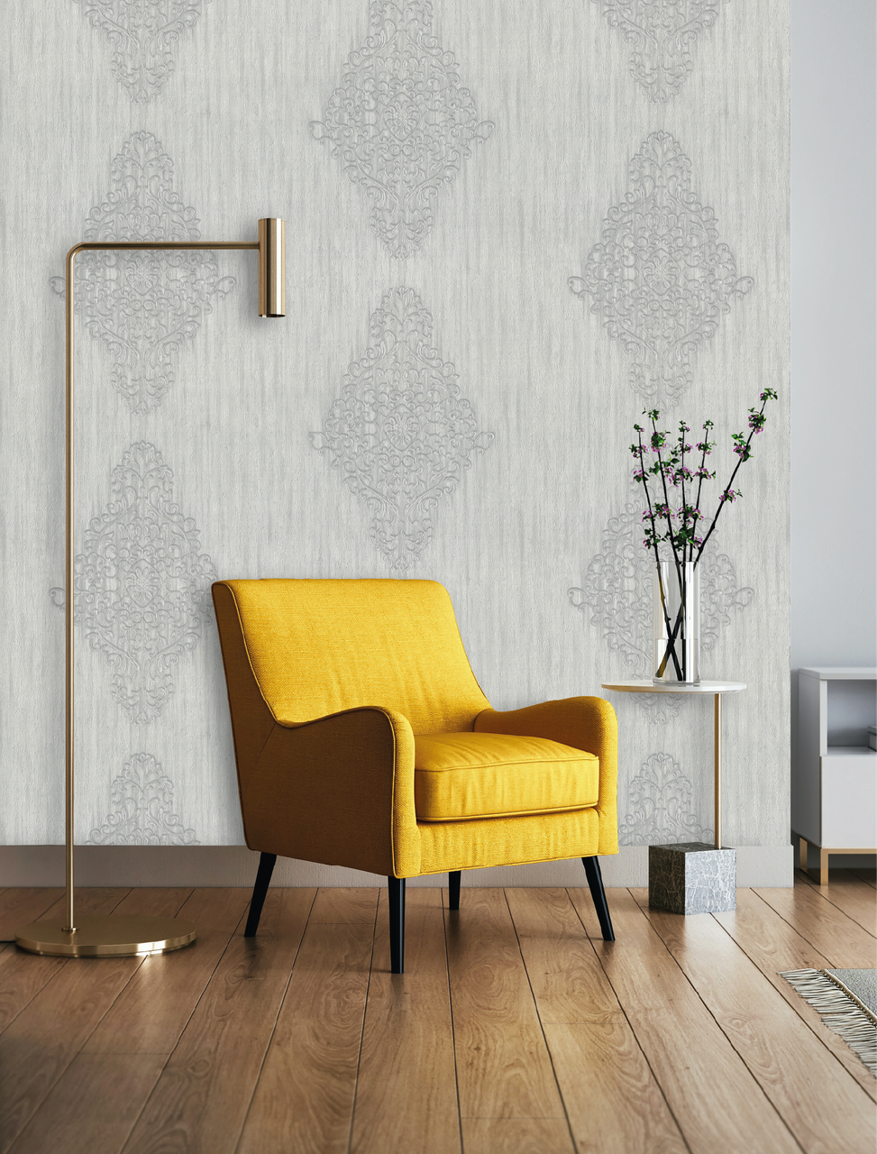 Hot Embossed wallpaper on Non-Woven Base Vinil Irene TFSH 5-1436 Gray1 10,05 x 1,06 m