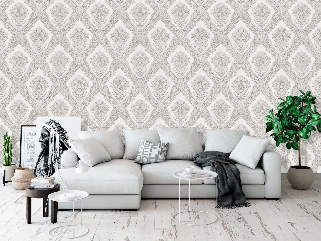 Vinyl Foam wallpaper on non-woven base Vinil CHARLOTTE KFV 2-1621 Pearl-Golg-Silver 10,05 x 0,53 m